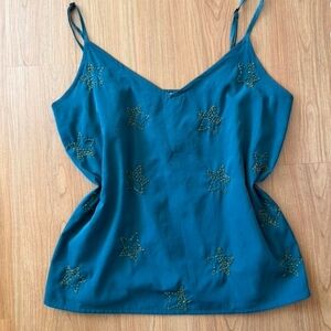 Teal Star Embellished Women's Top